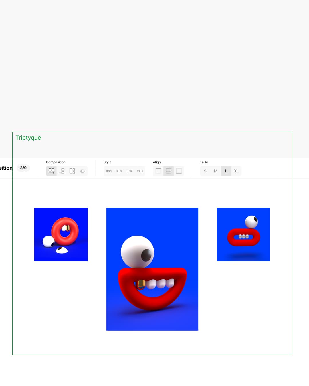 Compositions, votre portfolio est votre musée : pas de mise en forme industrielle